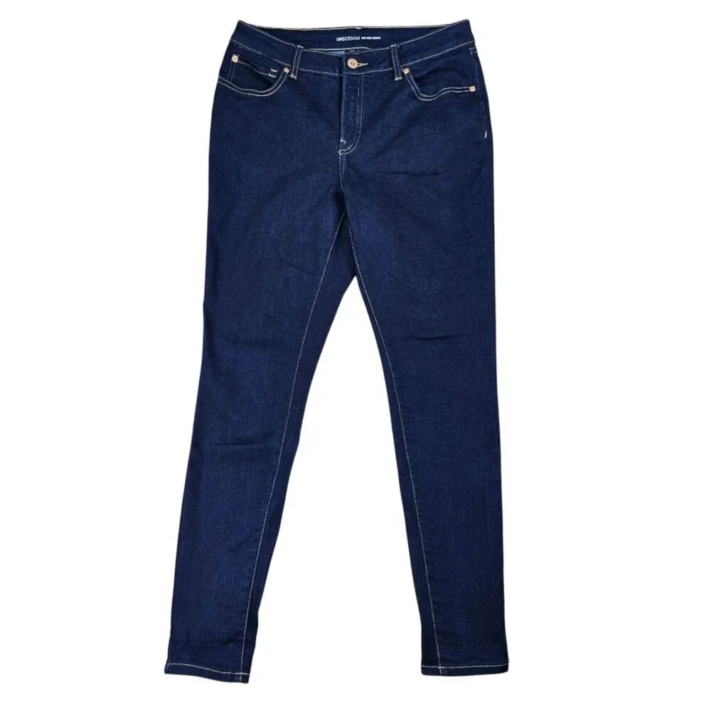 INC International Concepts INC Denim Mid Rise Skinny Jeans Dark Wash 12 32x29.5